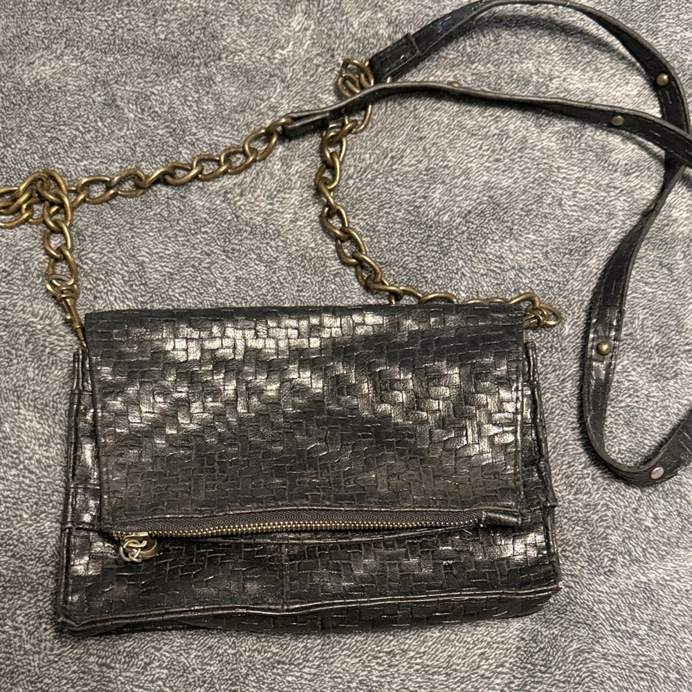 Free people black flap cross body purse